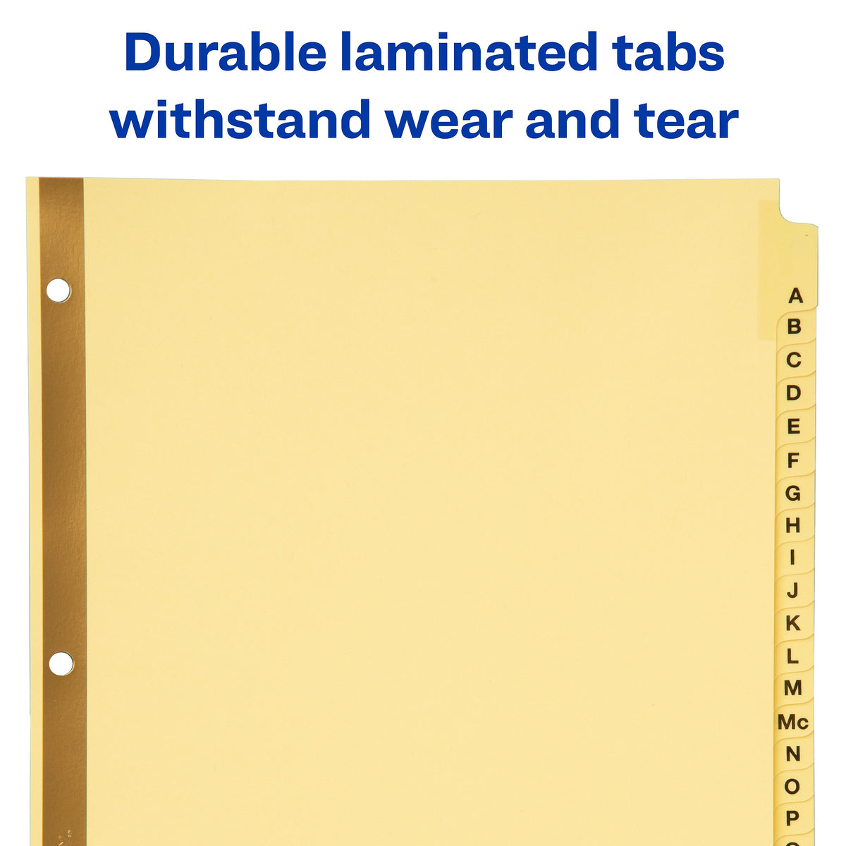 Avery Pre-Printed Paper Dividers with Laminated Tabs, A-Z Tabs, Buff, Gold Reinforced