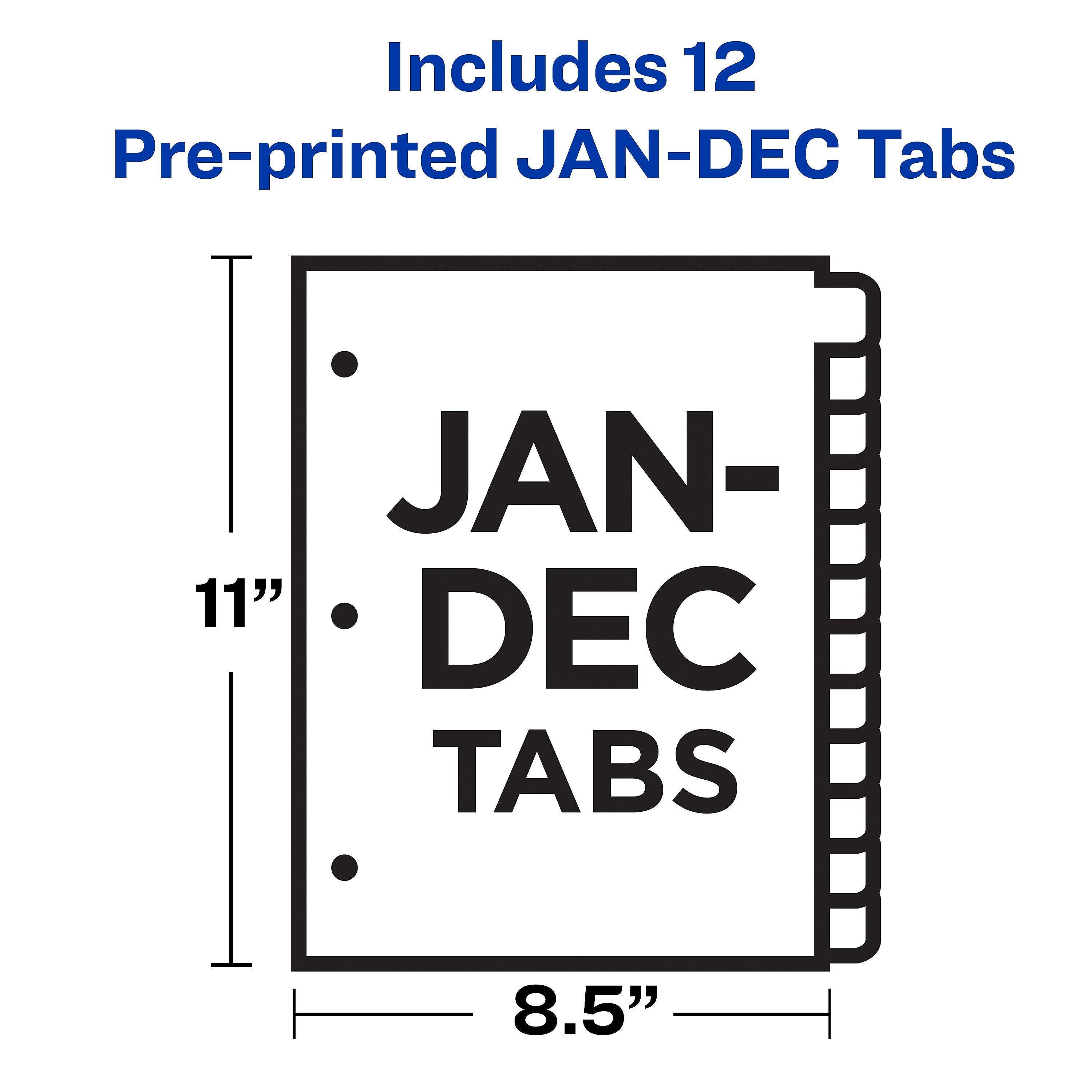 Avery Pre-Printed Paper Dividers with Laminated Tabs, Jan-Dec Tabs, Buff, Gold Reinforced