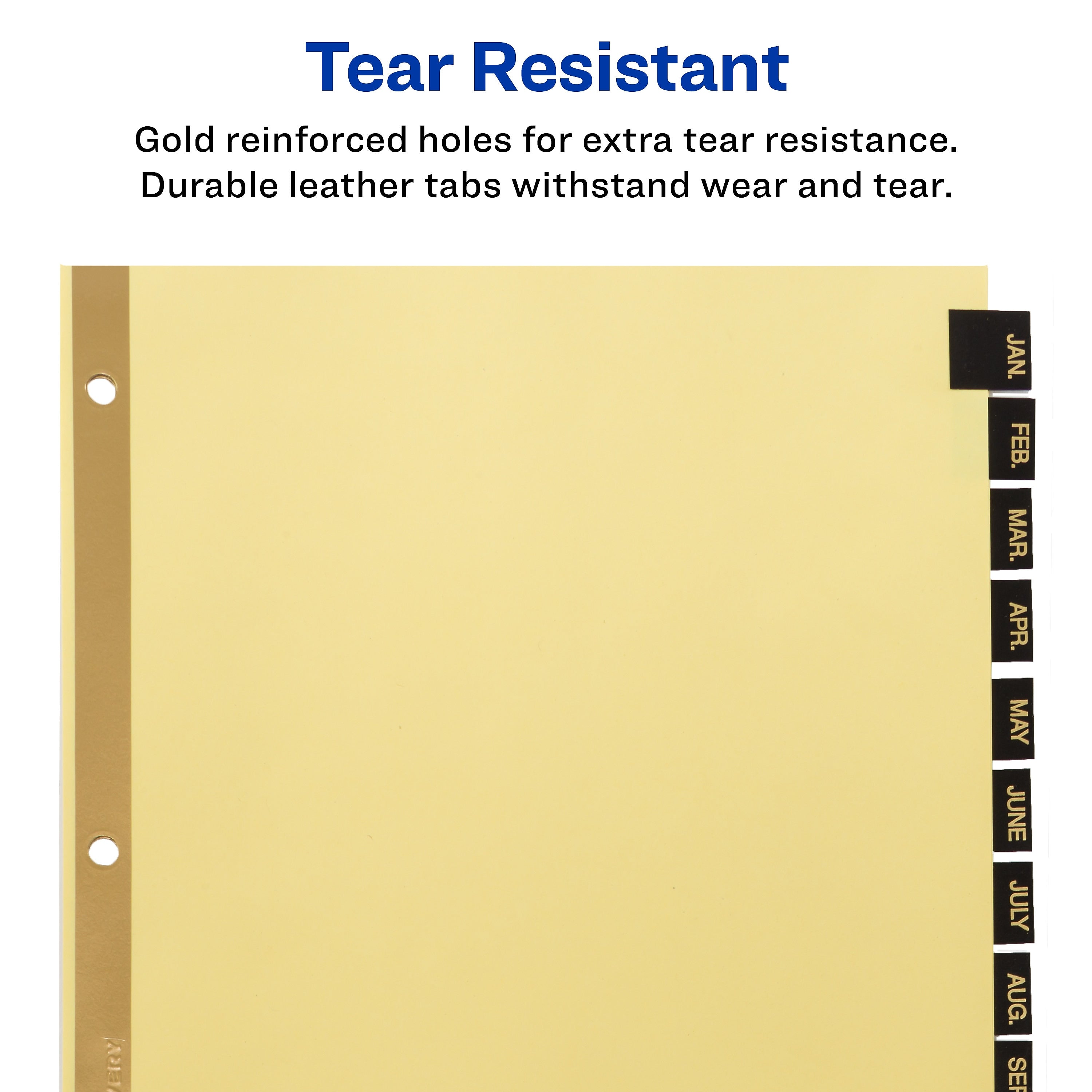 Avery Preprinted Monthly Leather Dividers, 12-Tab, Yellow
