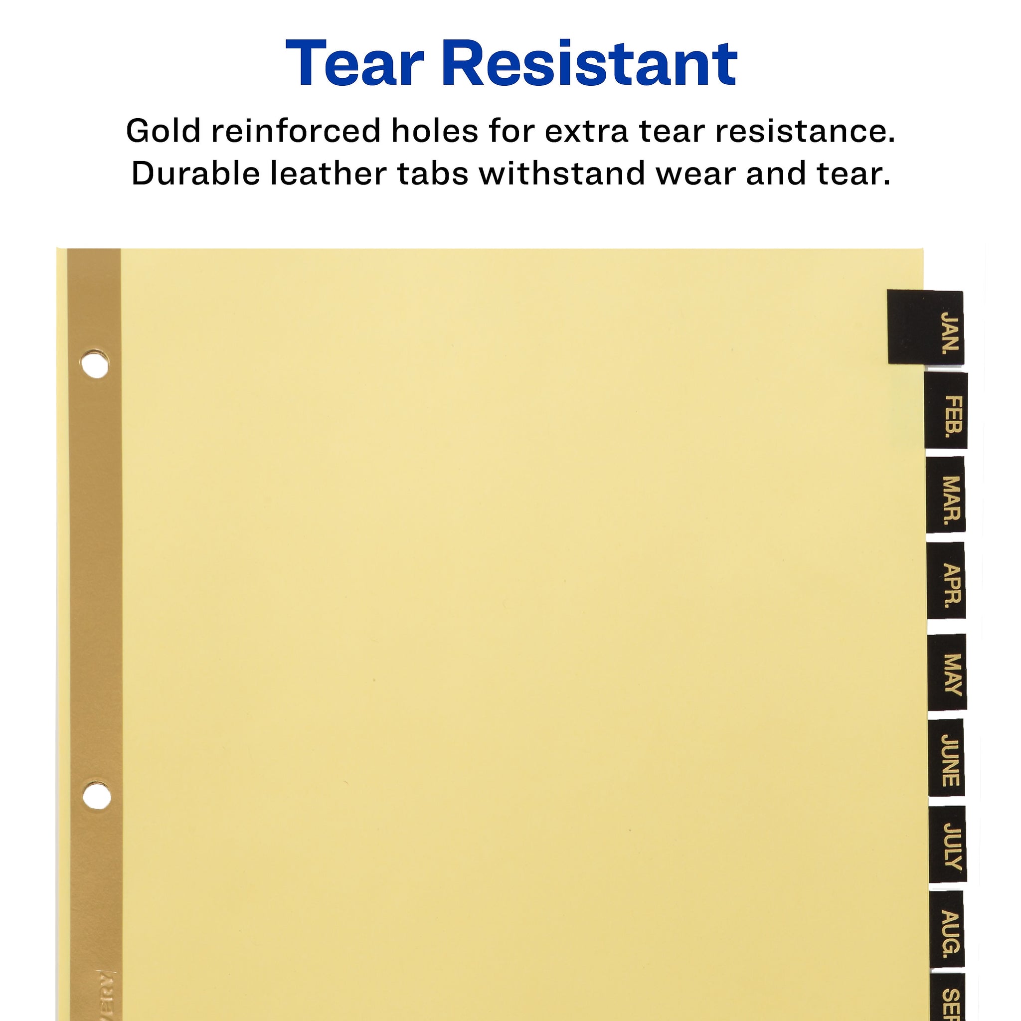 Avery Preprinted Monthly Leather Dividers, 12-Tab, Yellow