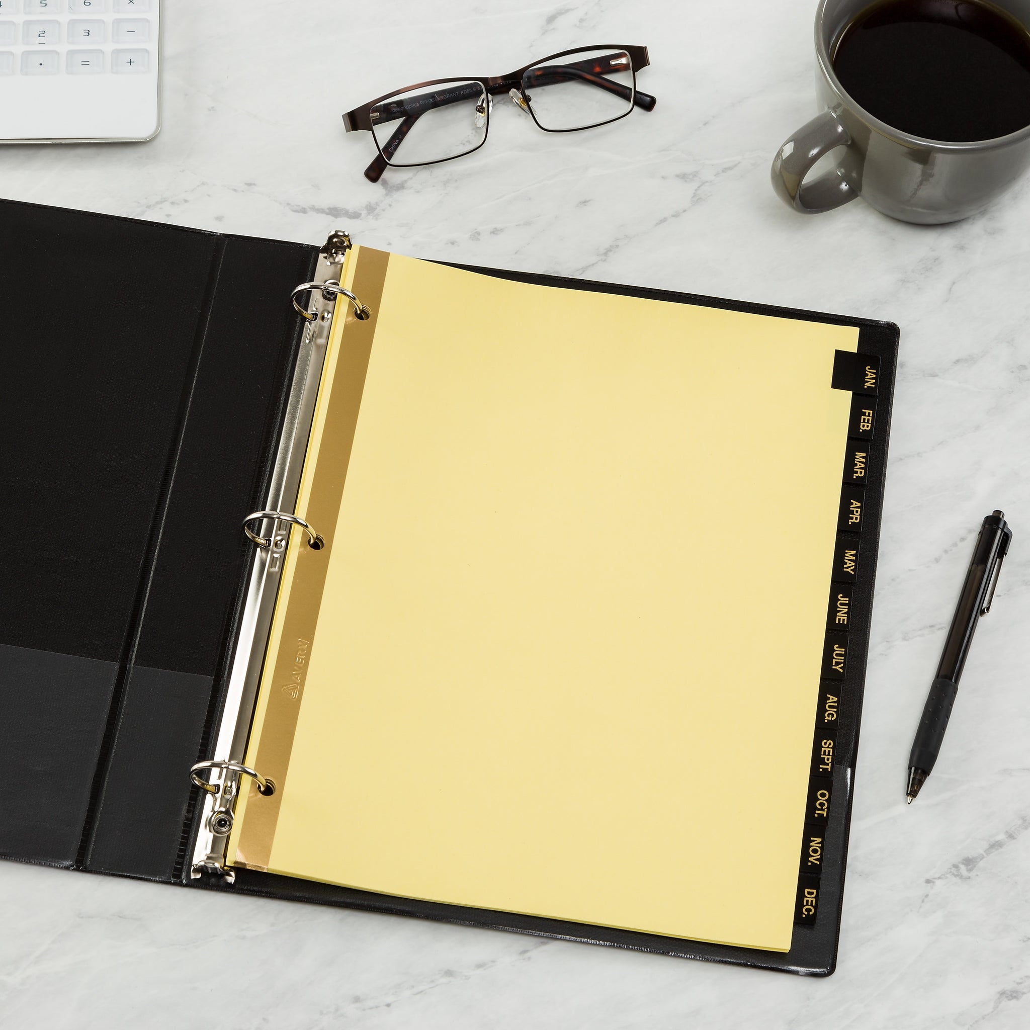 Avery Preprinted Monthly Leather Dividers, 12-Tab, Yellow