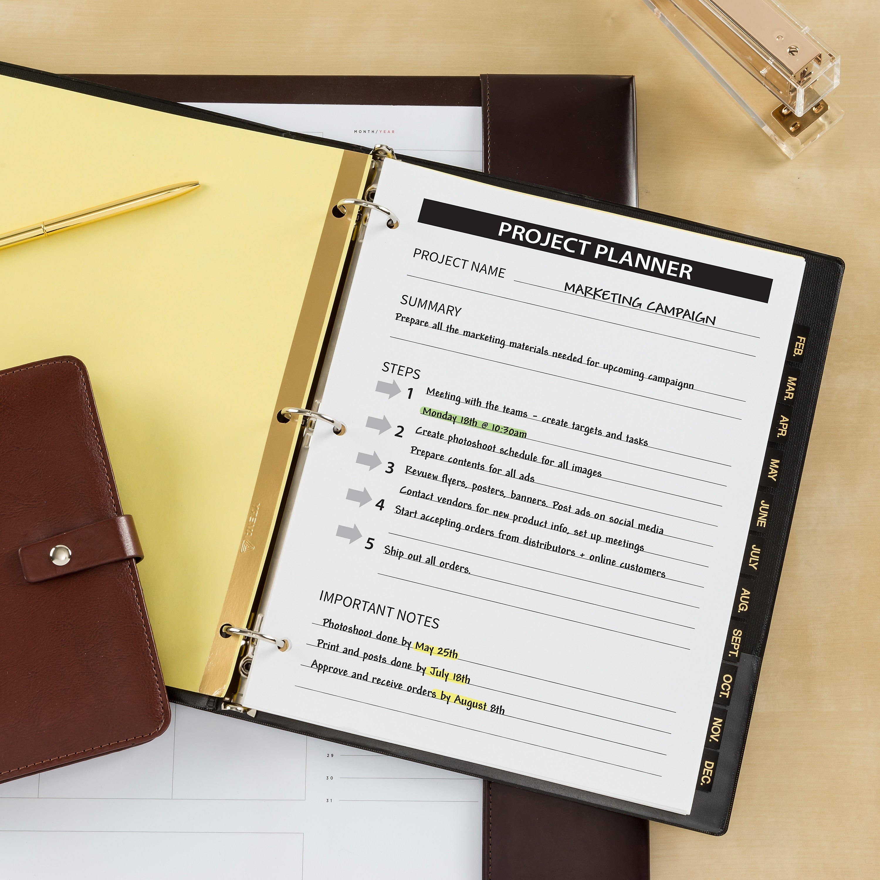 Avery Preprinted Monthly Leather Dividers, 12-Tab, Yellow