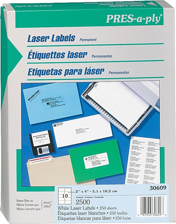 Avery PRES-a-ply White Labels, 2
