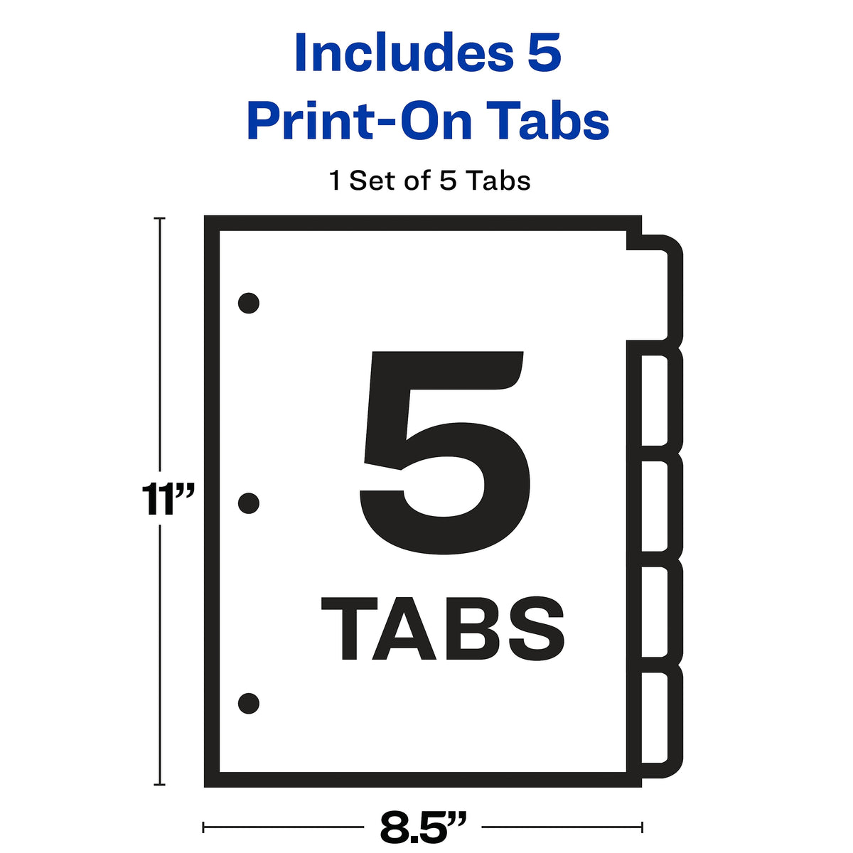 Avery Print-On Paper Dividers, 5 Tabs, White