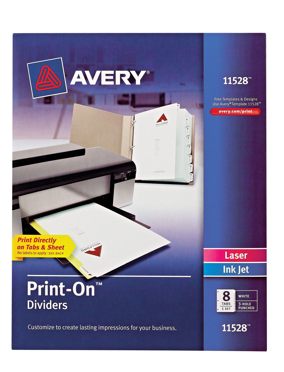 Avery Print-On Paper Dividers, 8 Tabs, White