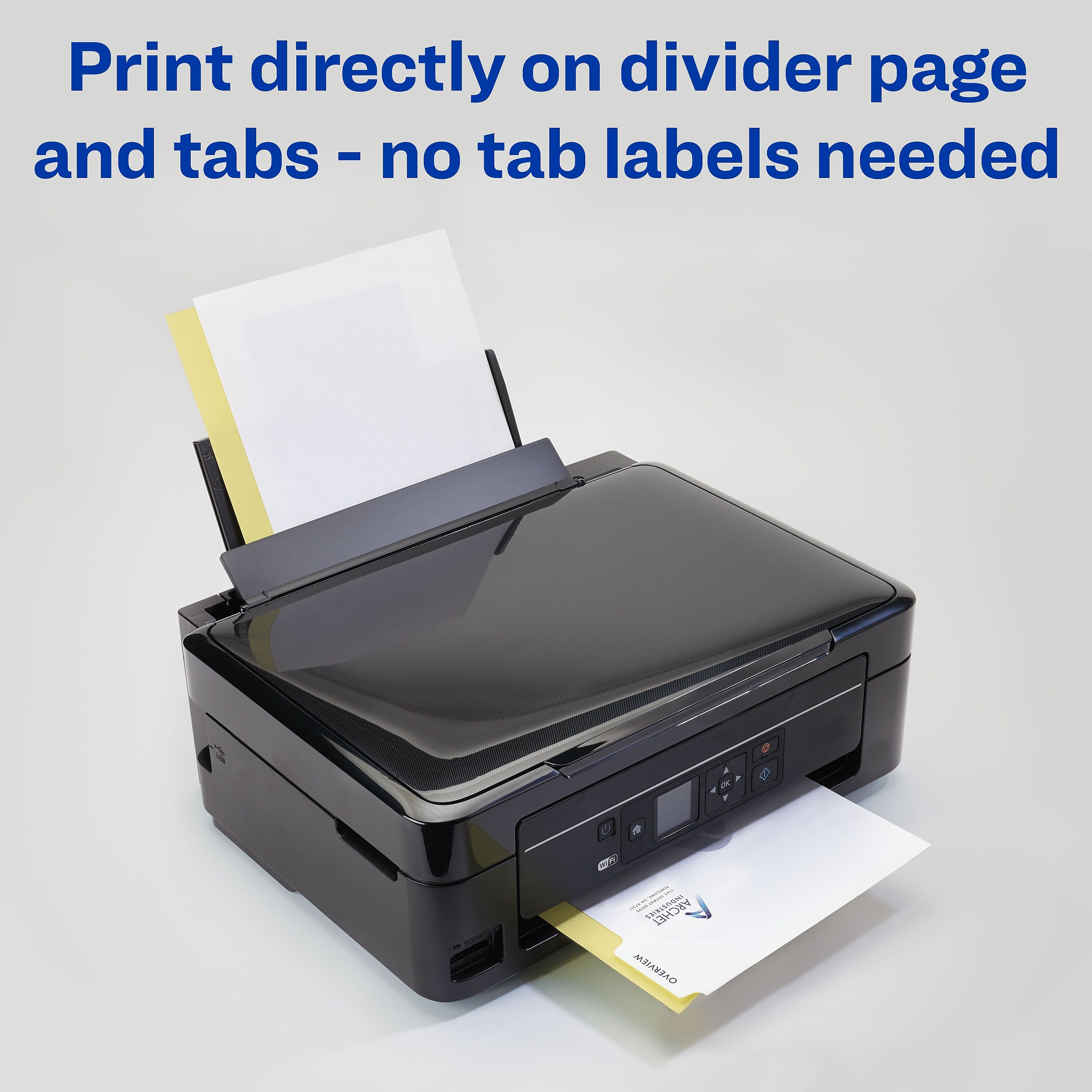Avery Print-On Paper Dividers, 8 Tabs, White, 5 Sets/Pack