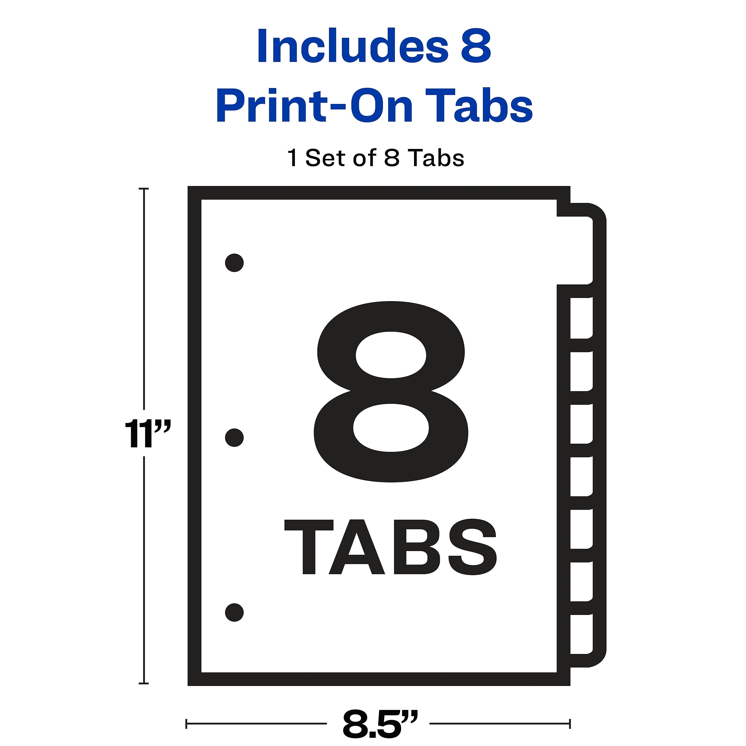Avery Print-On Paper Dividers, 8 Tabs, White