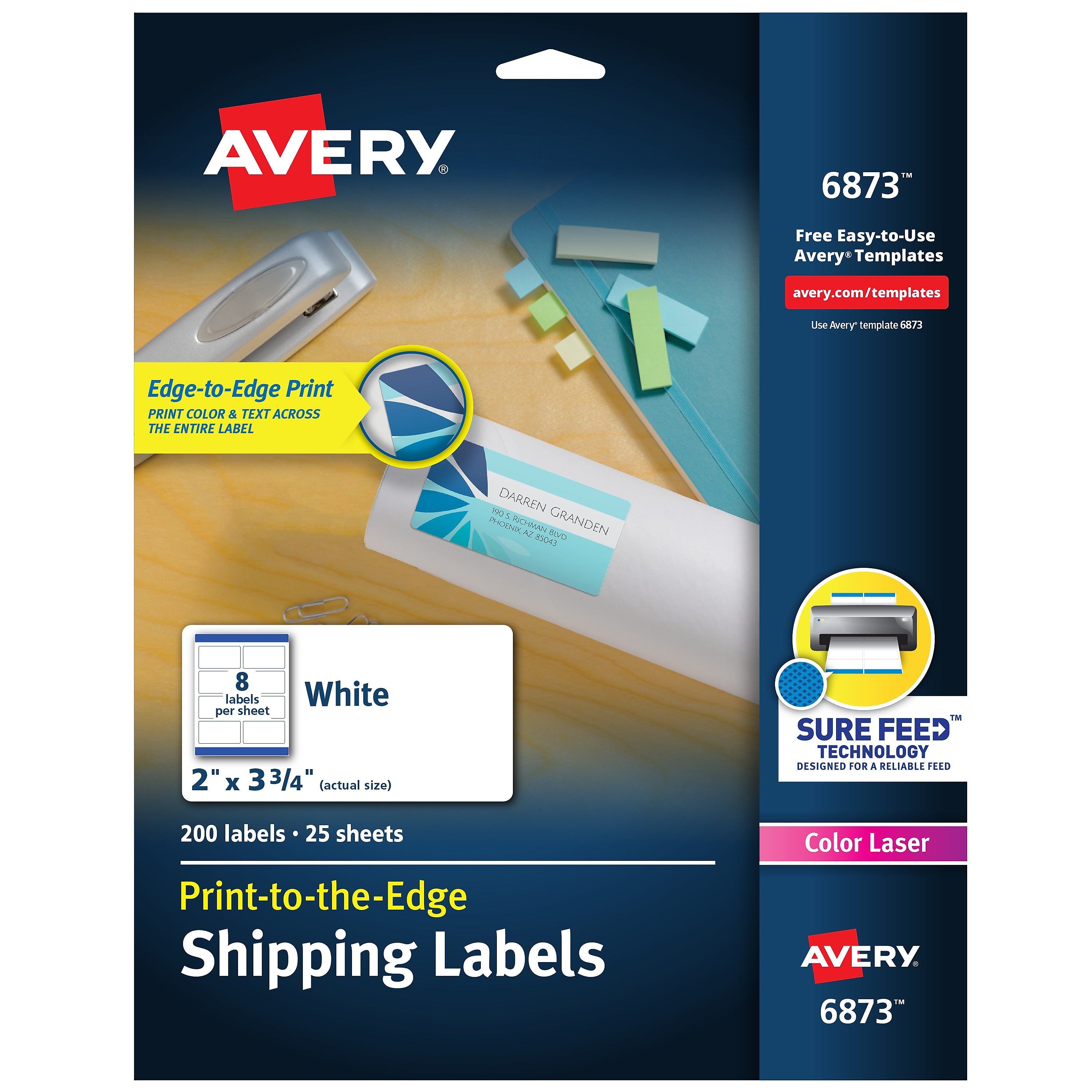 Avery Print-to-the-Edge Color Laser Shipping Labels, 2