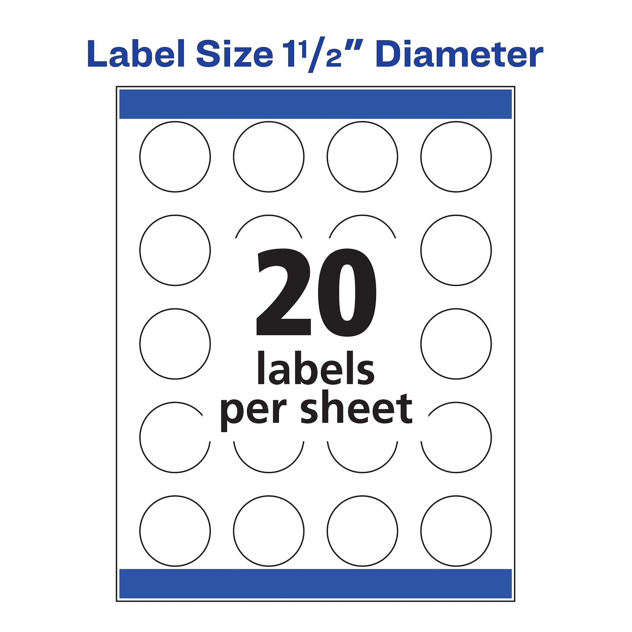 Avery Print-to-the-Edge Inkjet Round Labels, 1 1/2