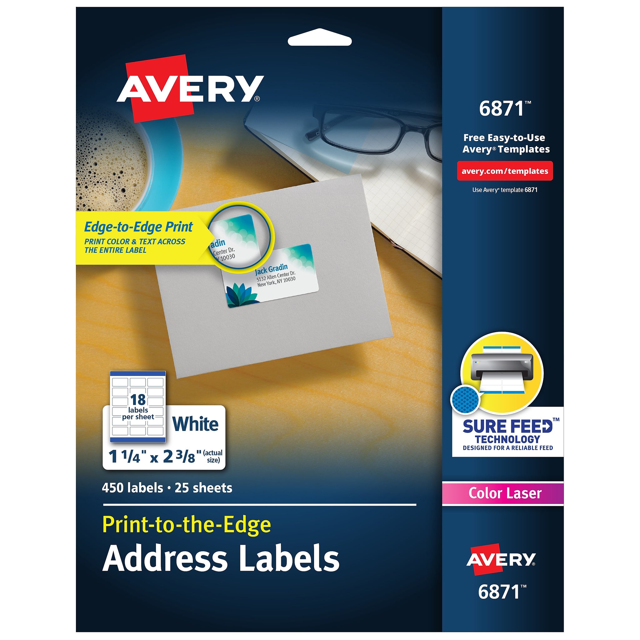Avery Print-to-the-Edge Laser Address Labels, 1-1/4