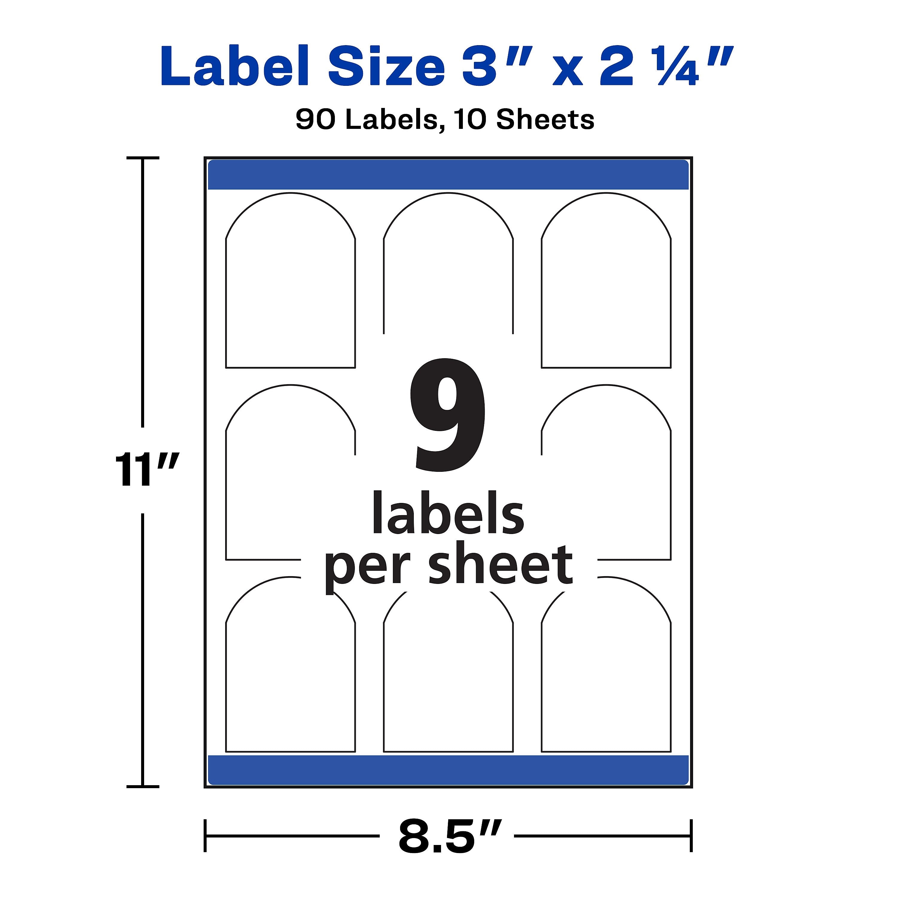 Avery Print-to-the-Edge Laser Arched Labels, 3