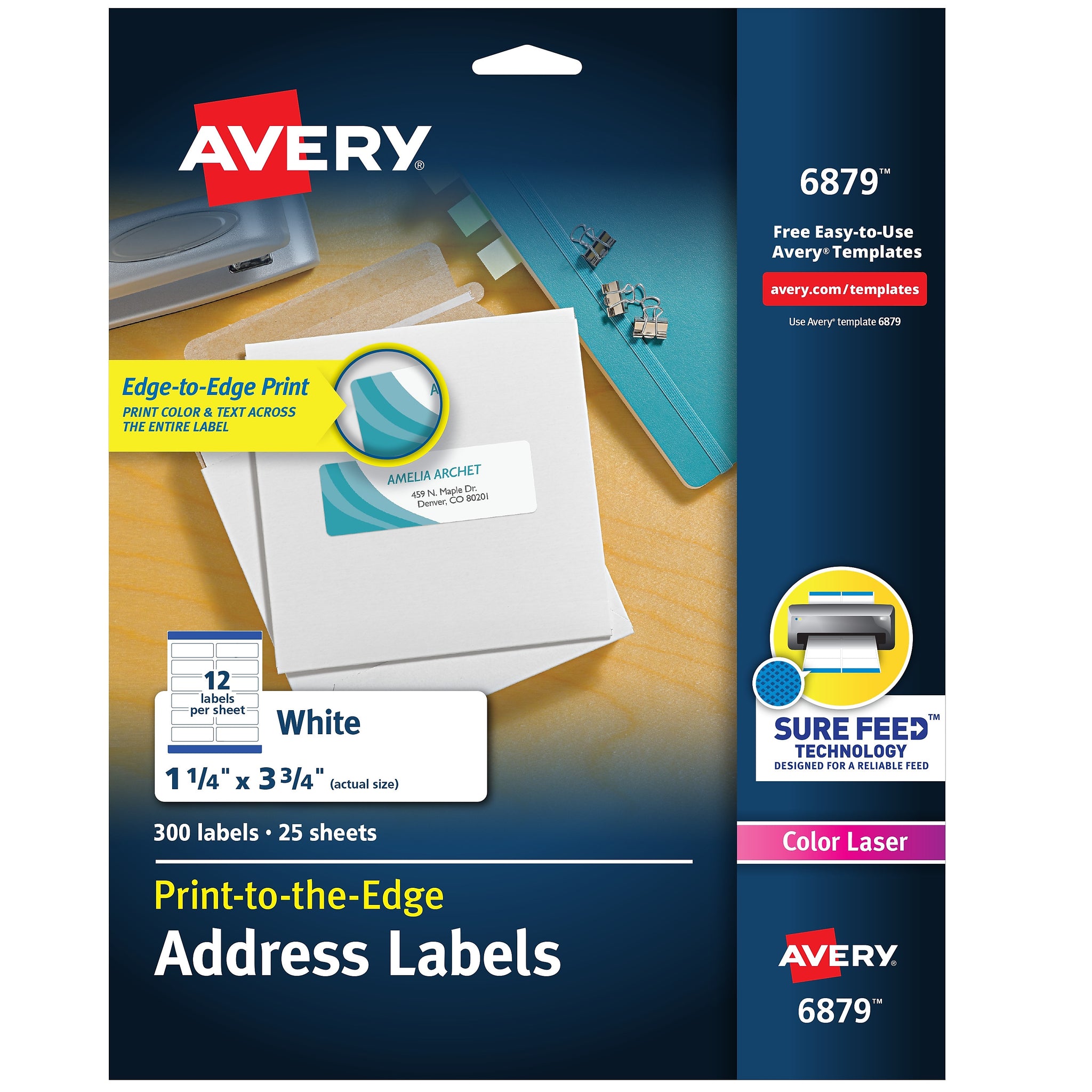 Avery Print to the Edge Laser/Copier Address Labels, 1-1/4