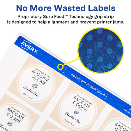 Avery Print-to-the-Edge Laser/Inkjet Labels, 1 1/2" x 1 1/2", White, 24 Labels/Sheet, 25 Sheets/Pack, 600 Labels/Pack