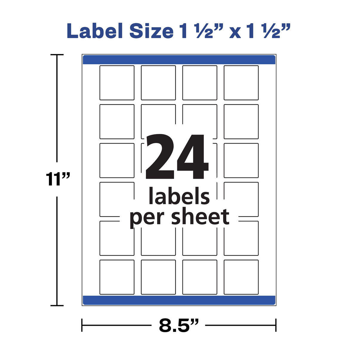 Avery Print-to-the-Edge Laser/Inkjet Labels, 1 1/2" x 1 1/2", White, 24 Labels/Sheet, 25 Sheets/Pack, 600 Labels/Pack