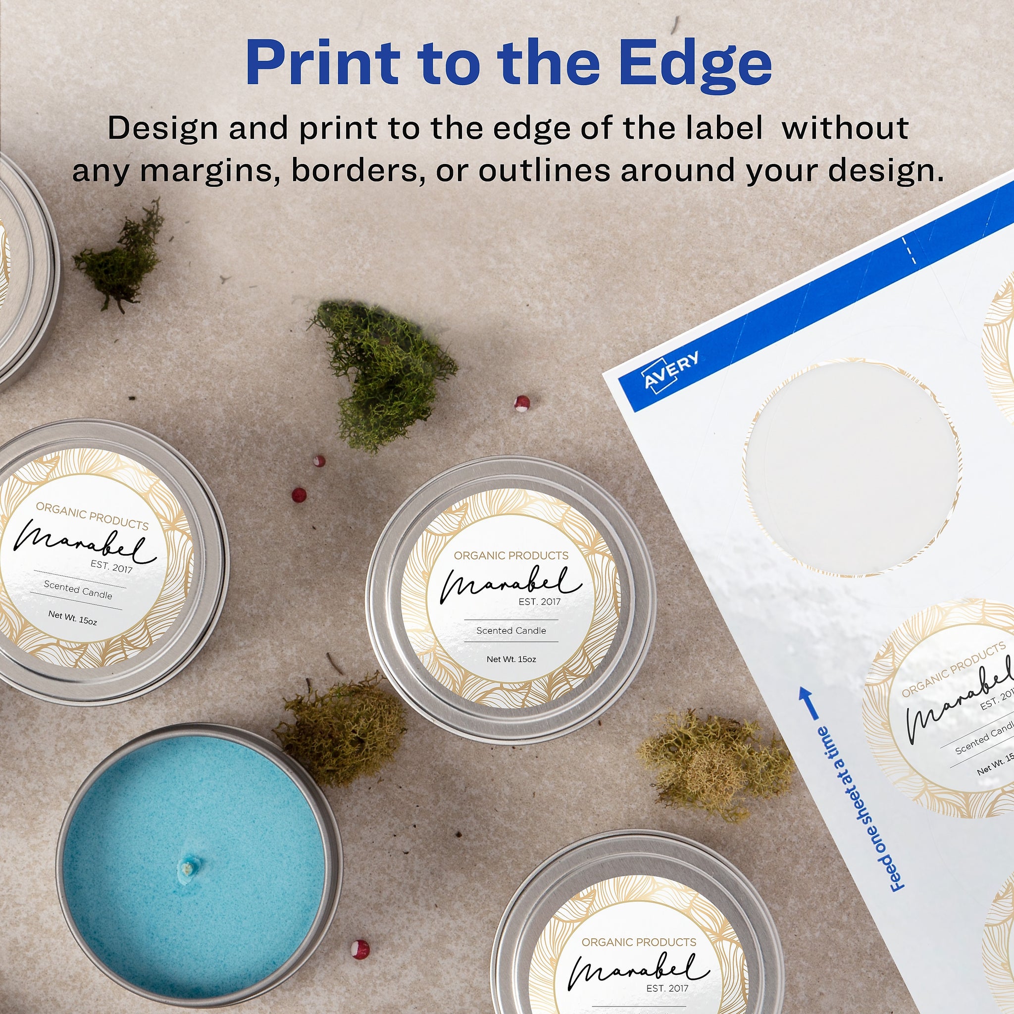 Avery Print-to-the-Edge Laser/Inkjet Labels, 2 1/2