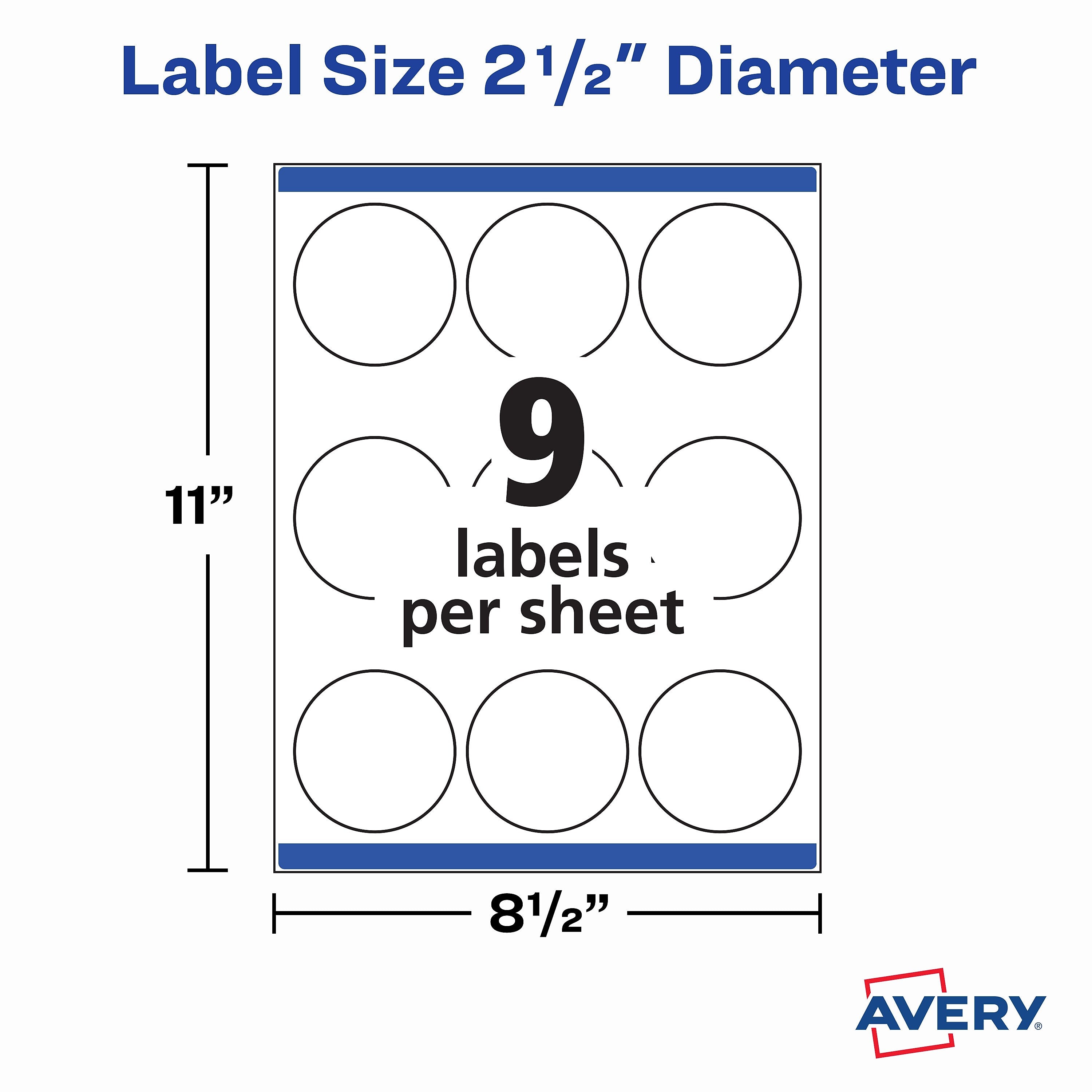 Avery Print-to-the-Edge Laser/Inkjet Labels, 2 1/2