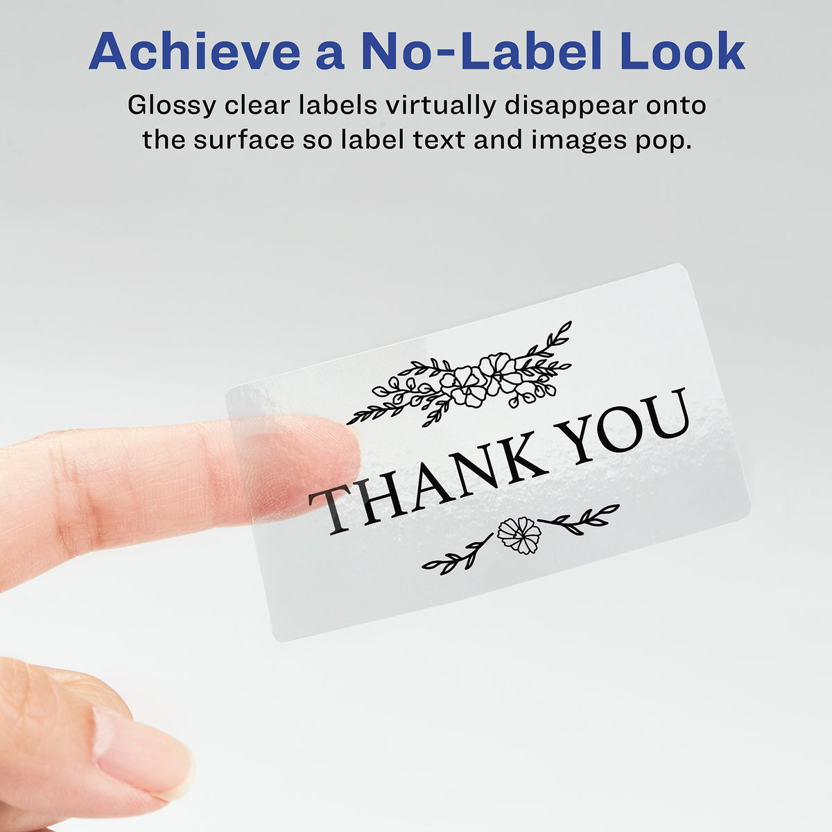 Avery Print-to-the-Edge Laser/Inkjet Labels, 2" x 3", Glossy Clear, 8 Labels/Sheet, 10 Sheets/Pack, 80 Labels/Pack