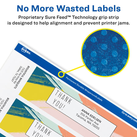 Avery Print-to-the-Edge Laser/Inkjet Labels, 7.85" x 1.75", White, 5 Labels/Sheet, 10 Sheets/Pack, 50 Labels/Pack