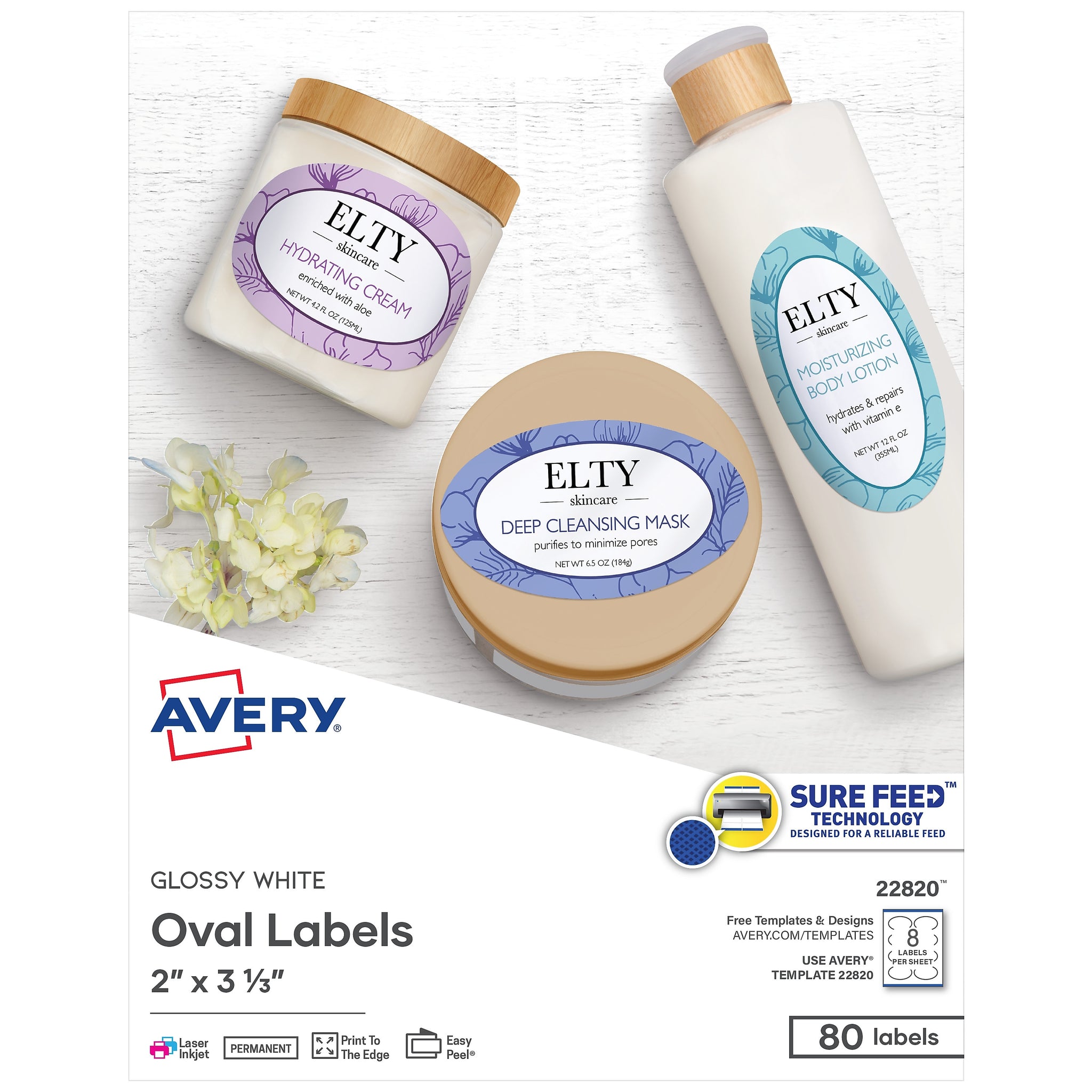 Avery Print-to-the-Edge Laser/Inkjet Oval Labels, 2