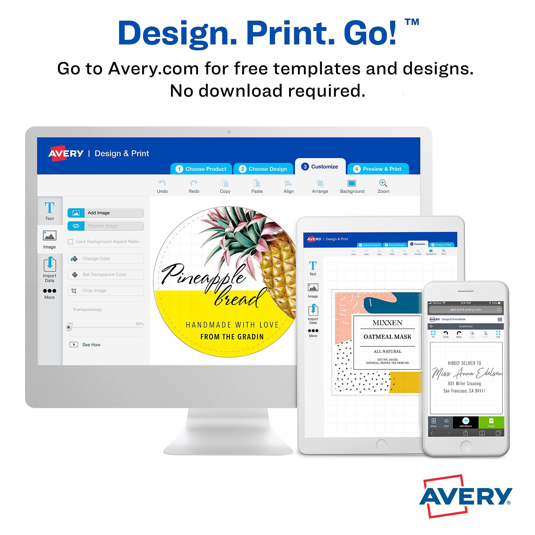 Avery Print-to-the-Edge Laser/Inkjet Square Labels, 2