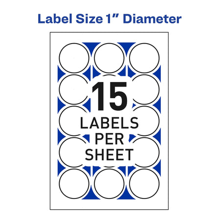 Avery Printable Laser/Inkjet Mailing Seals, 1" Diameter, White, 600 Labels Per Pack