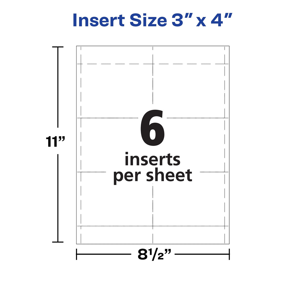 Avery Printable Laser/Inkjet Name Badge Insert Refills, 3" x 4", White, 300 Inserts Per Box