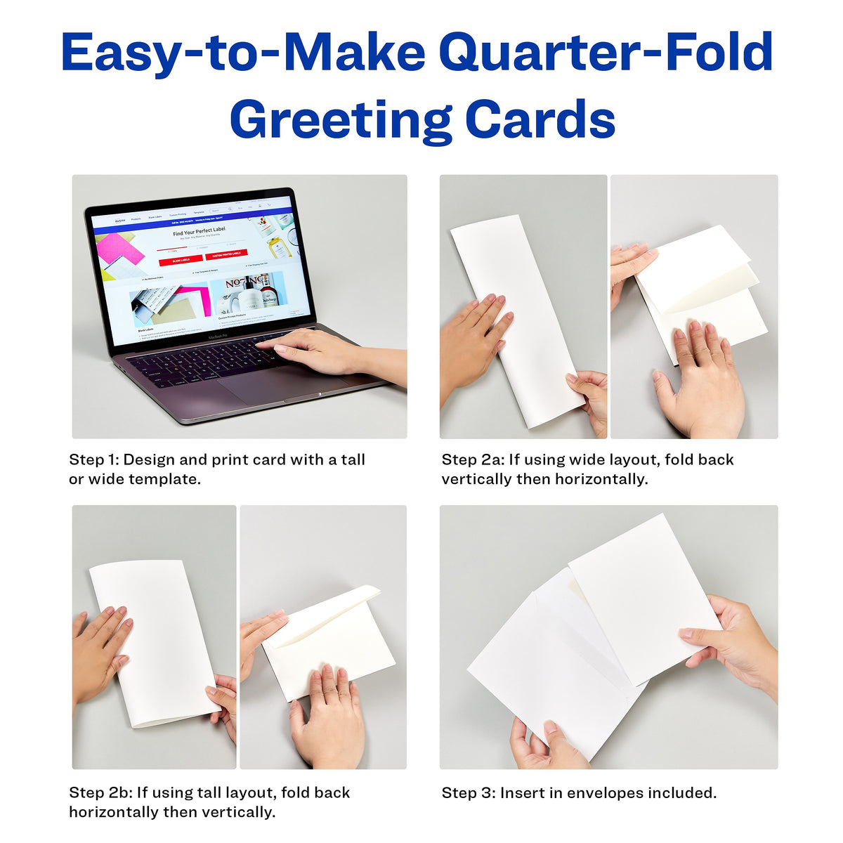 Avery Quarter-Fold Greeting Cards with Envelopes, 4.25" x 5.5", Matte White, Inkjet, 20/Pack