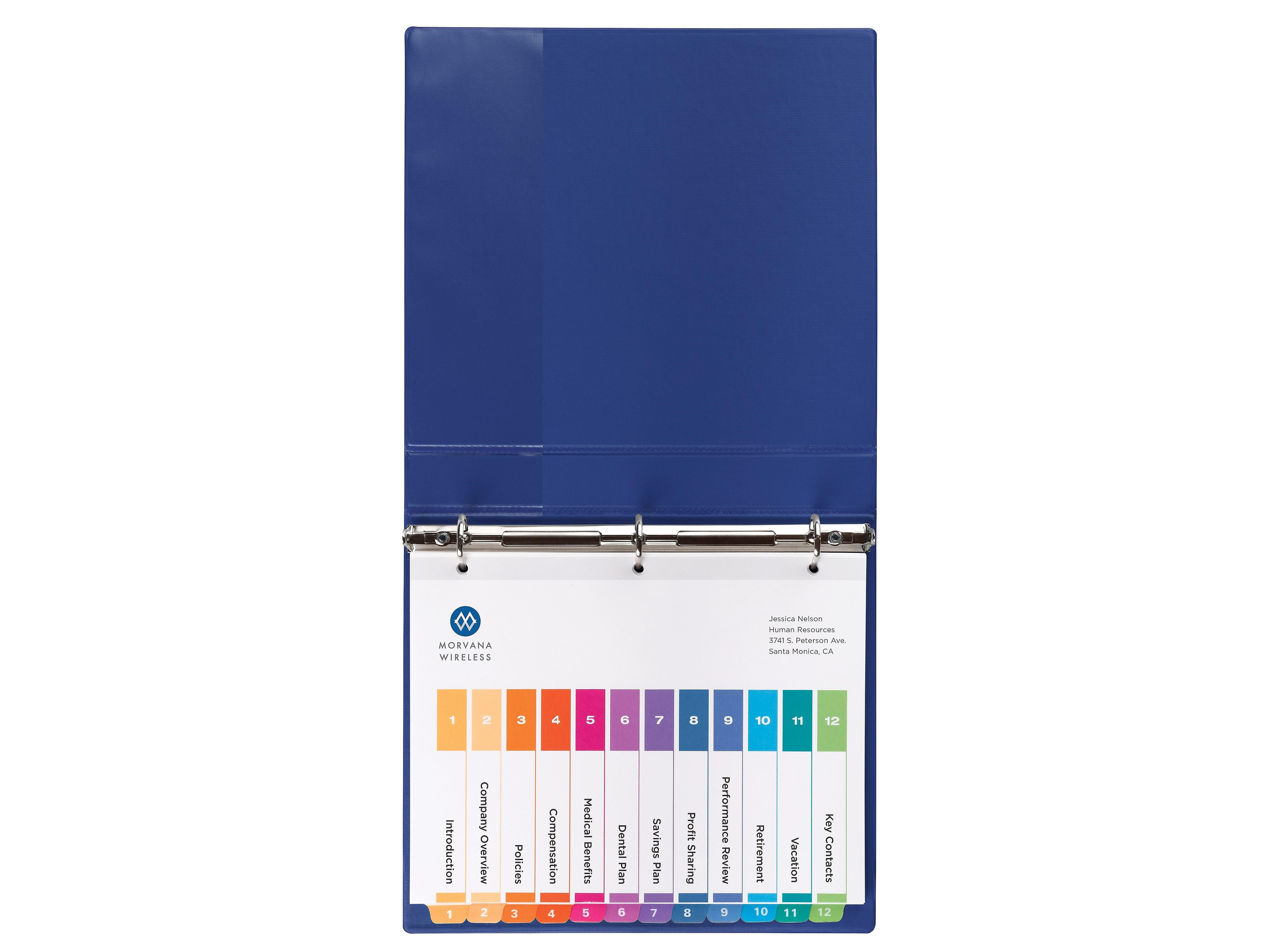 Avery Ready Index Numeric Paper Dividers, 12-Tab, Multicolor, 6/Pack