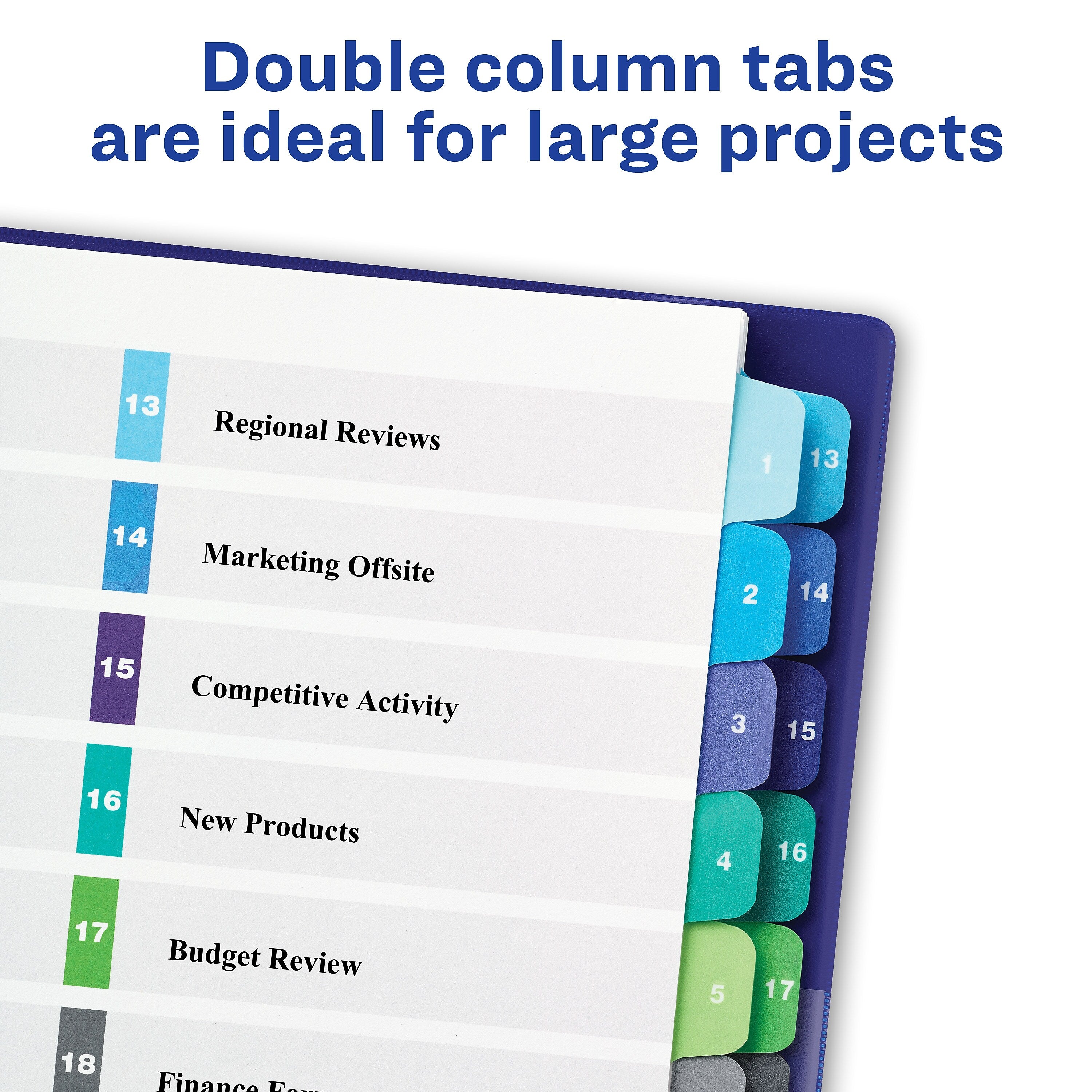 Avery Ready Index Table of Contents Double Column Paper Dividers, 1-24 Tabs, Multicolor