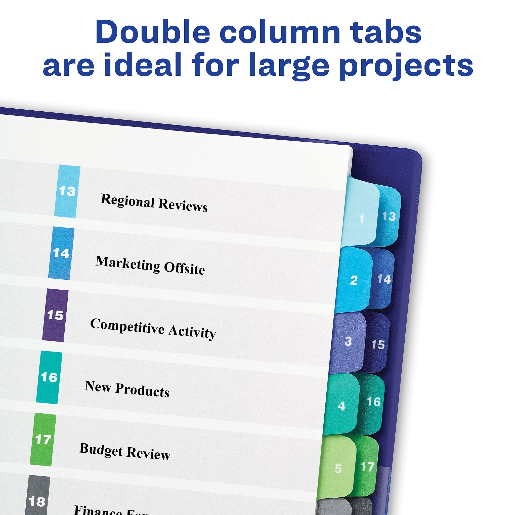 Avery Ready Index Table of Contents Double Column Paper Dividers, 1-24 Tabs, Multicolor