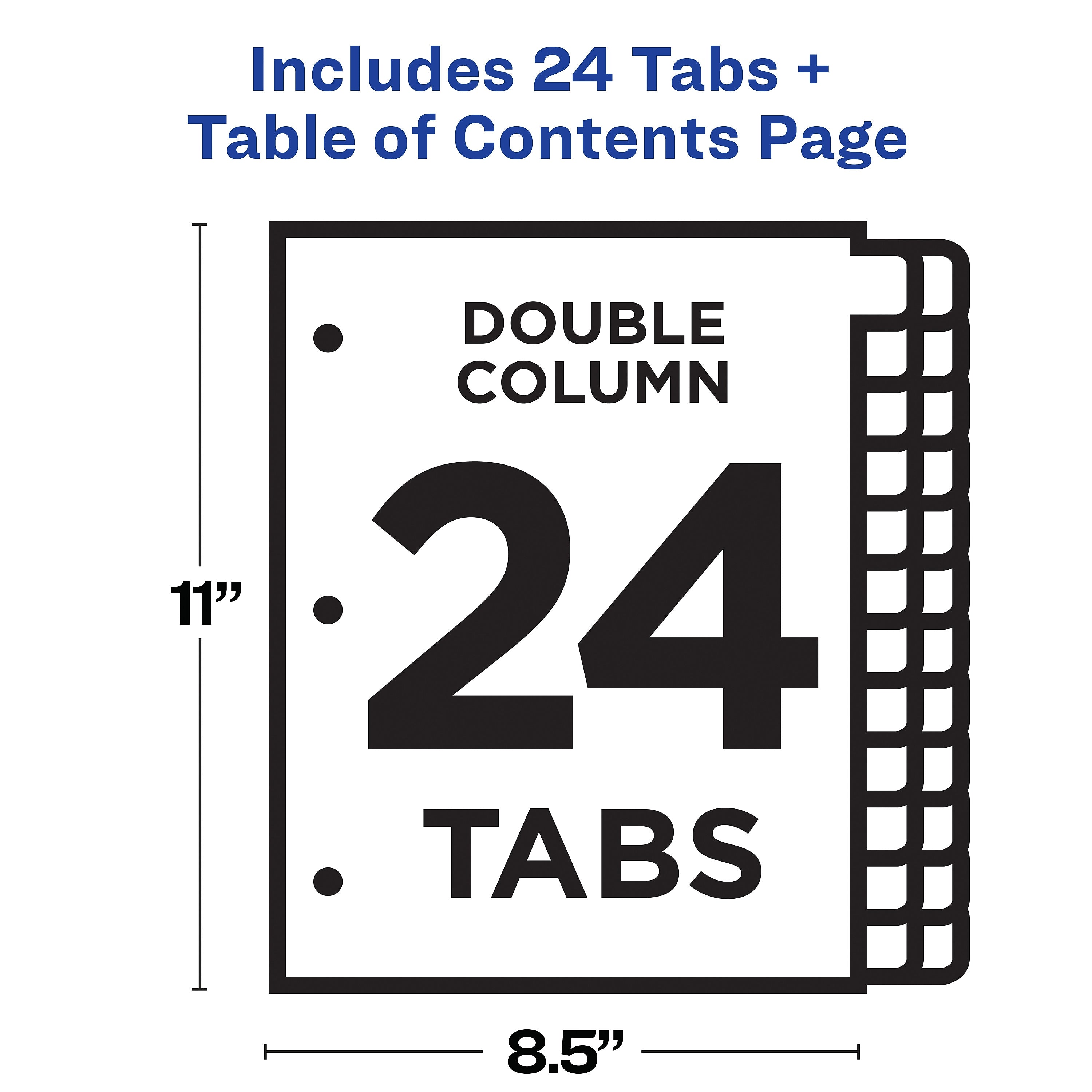Avery Ready Index Table of Contents Double Column Paper Dividers, 1-24 Tabs, Multicolor