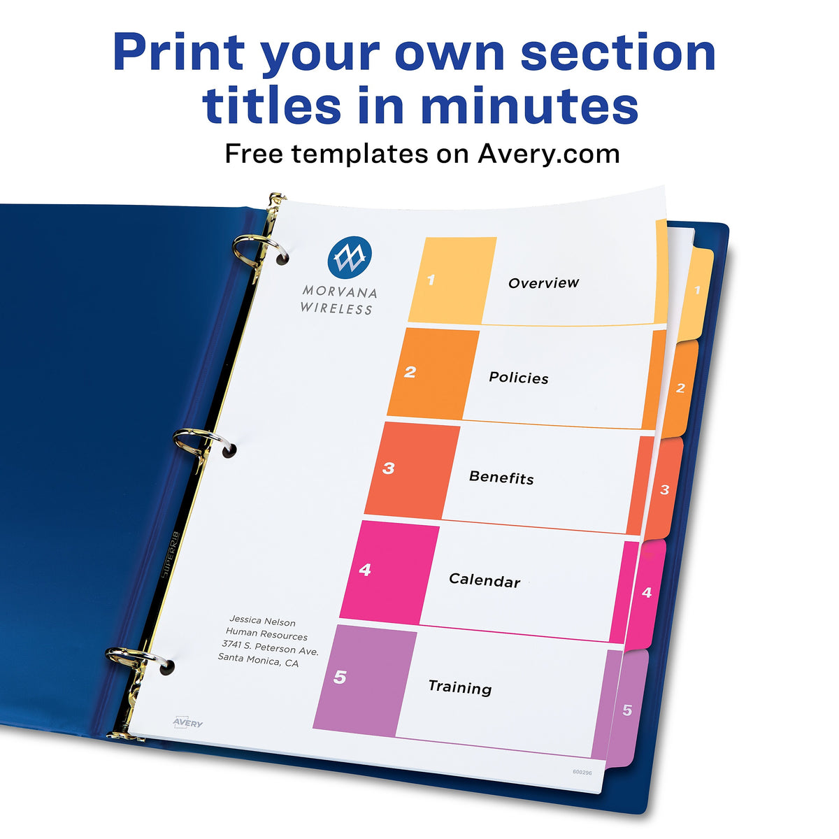 Avery Ready Index Table of Contents EcoFriendly Paper Dividers, 1-5 Tabs, Multicolor, 3 Sets/Pack