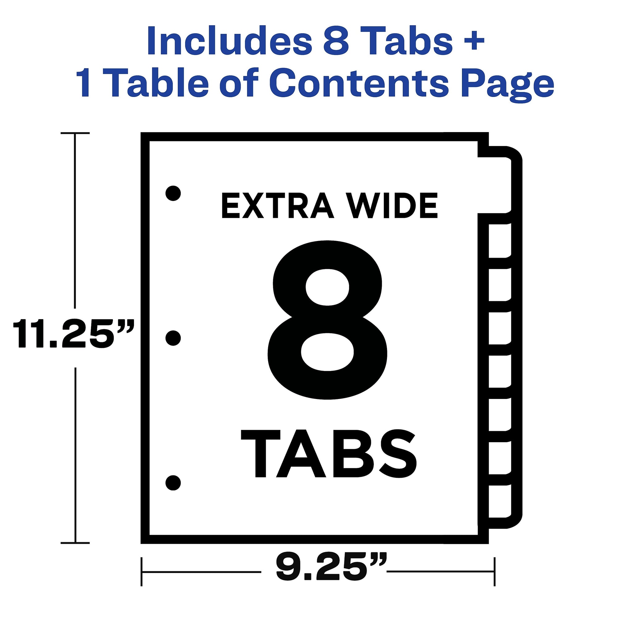 Avery Ready Index Table of Contents Extra-Wide Paper Dividers, 1-8 Tab, Multicolor