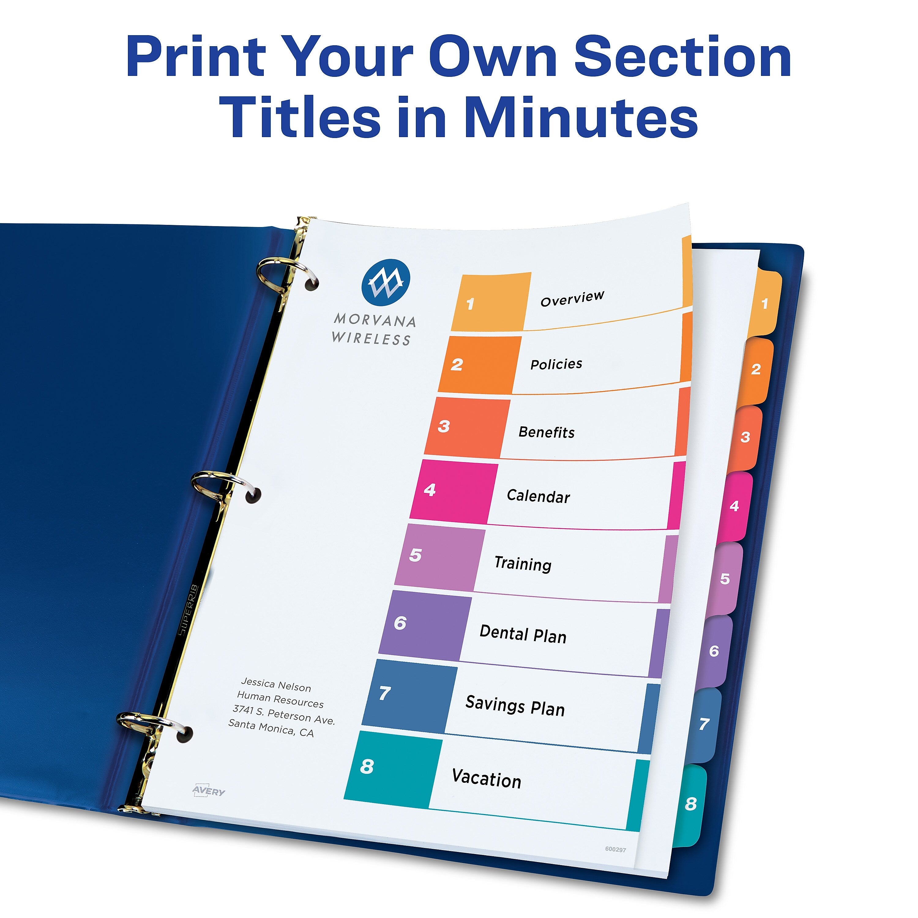 Avery Ready Index Table of Contents Extra-Wide Paper Dividers, 1-8 Tab, Multicolor