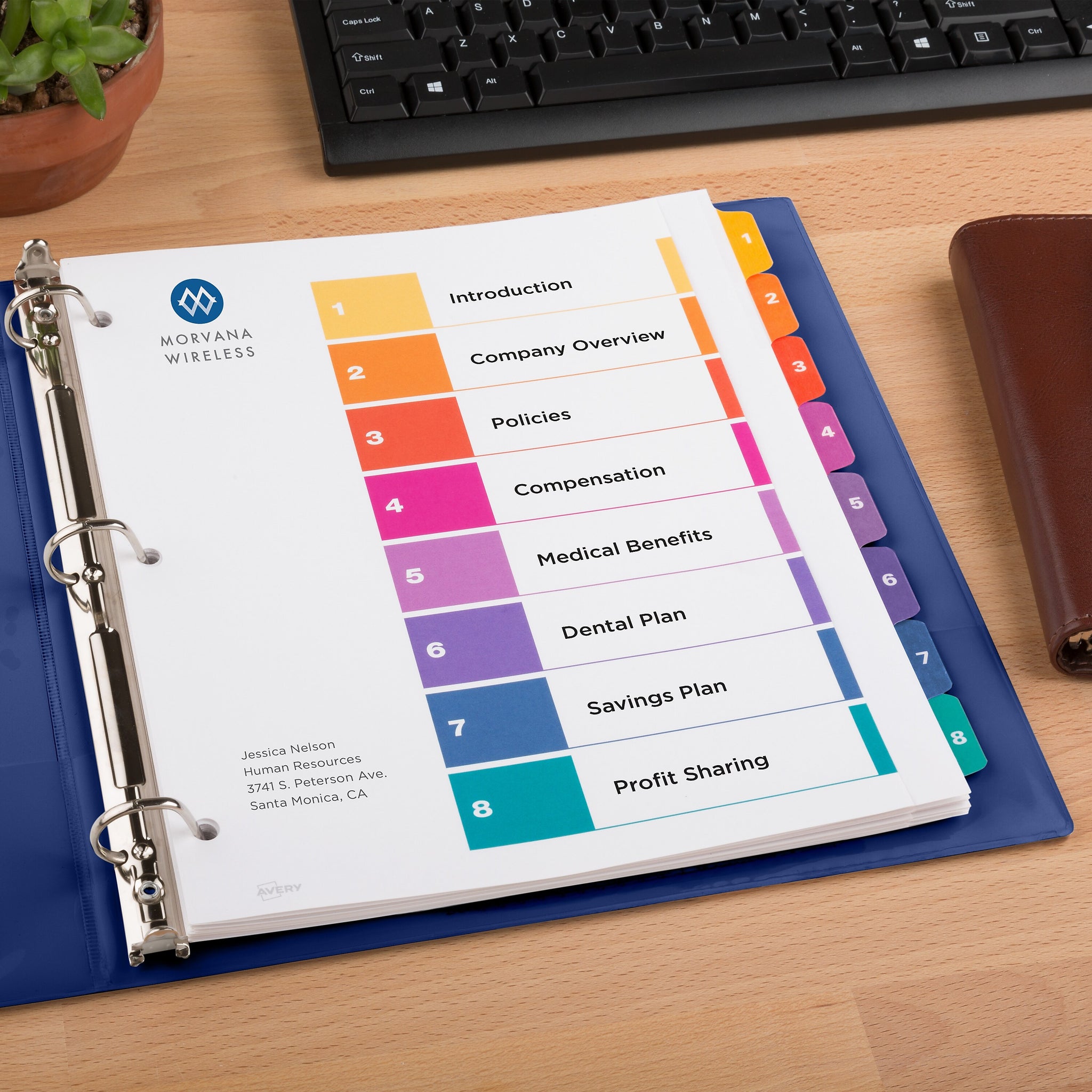 Avery Ready Index Table of Contents Extra-Wide Paper Dividers, 1-8 Tab, Multicolor