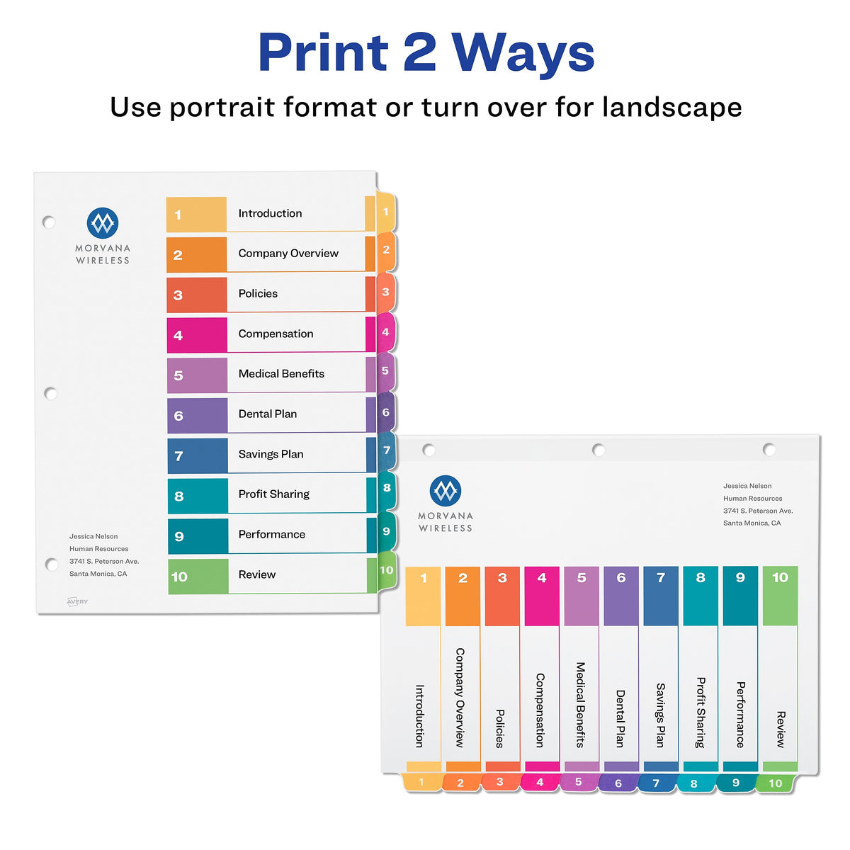 Avery Ready Index Table of Contents Paper Dividers, 1-10 Tabs, Multicolor, 24 Sets/Box