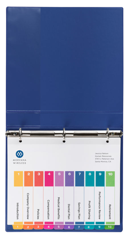 Avery Ready Index Table of Contents Paper Dividers, 1-10 Tabs, Multicolor, 24 Sets/Box