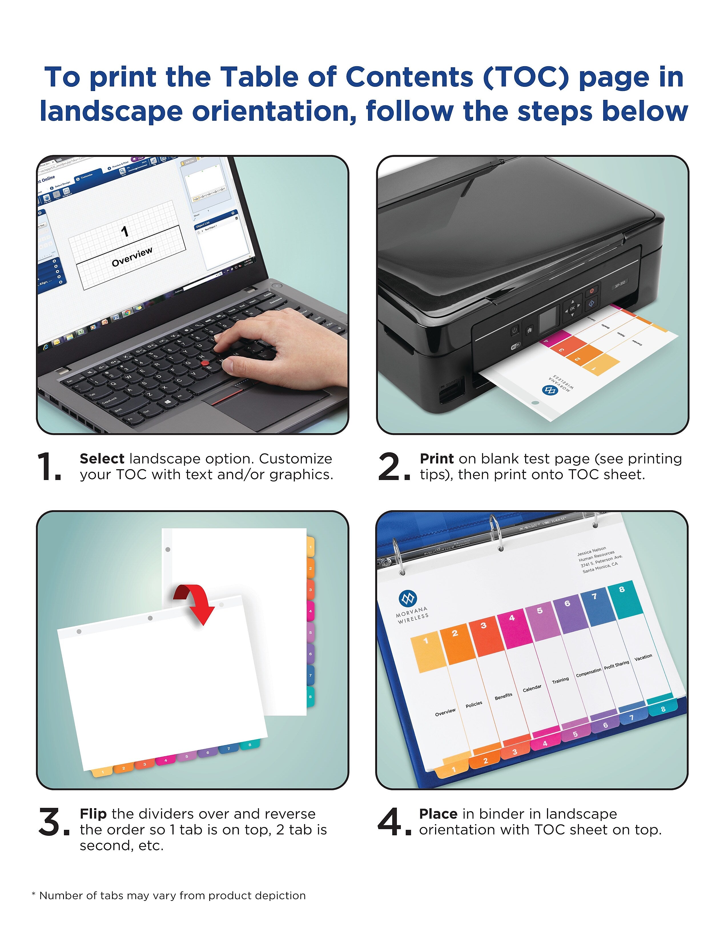 Avery Ready Index Table of Contents Paper Dividers, 1-10 Tabs, Multicolor