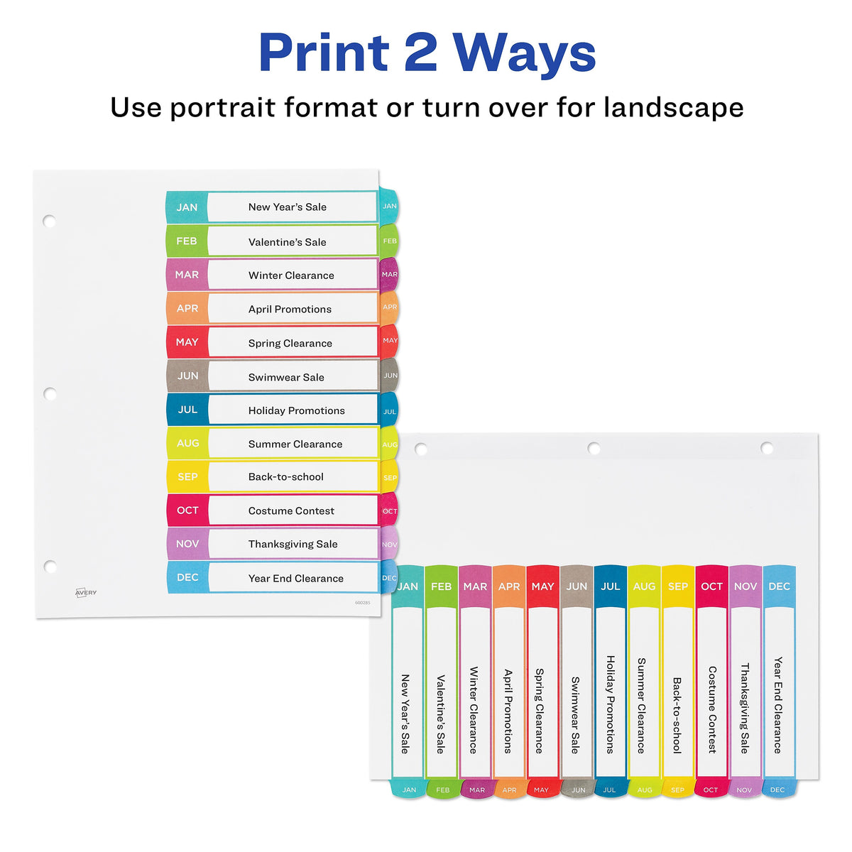 Avery Ready Index Table of Contents Paper Dividers, 1-12 Tabs, Contemporary Multicolor