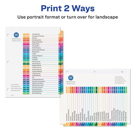 Avery Ready Index Table of Contents Paper Dividers, 1-31 Tabs, Multicolor