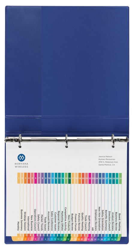 Avery Ready Index Table of Contents Paper Dividers, 1-31 Tabs, Multicolor