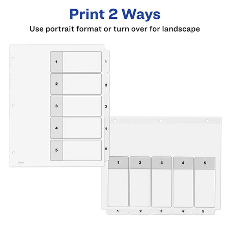 Avery Ready Index Table of Contents Paper Dividers, 1-5 Tabs, White, 6 Sets/Pack