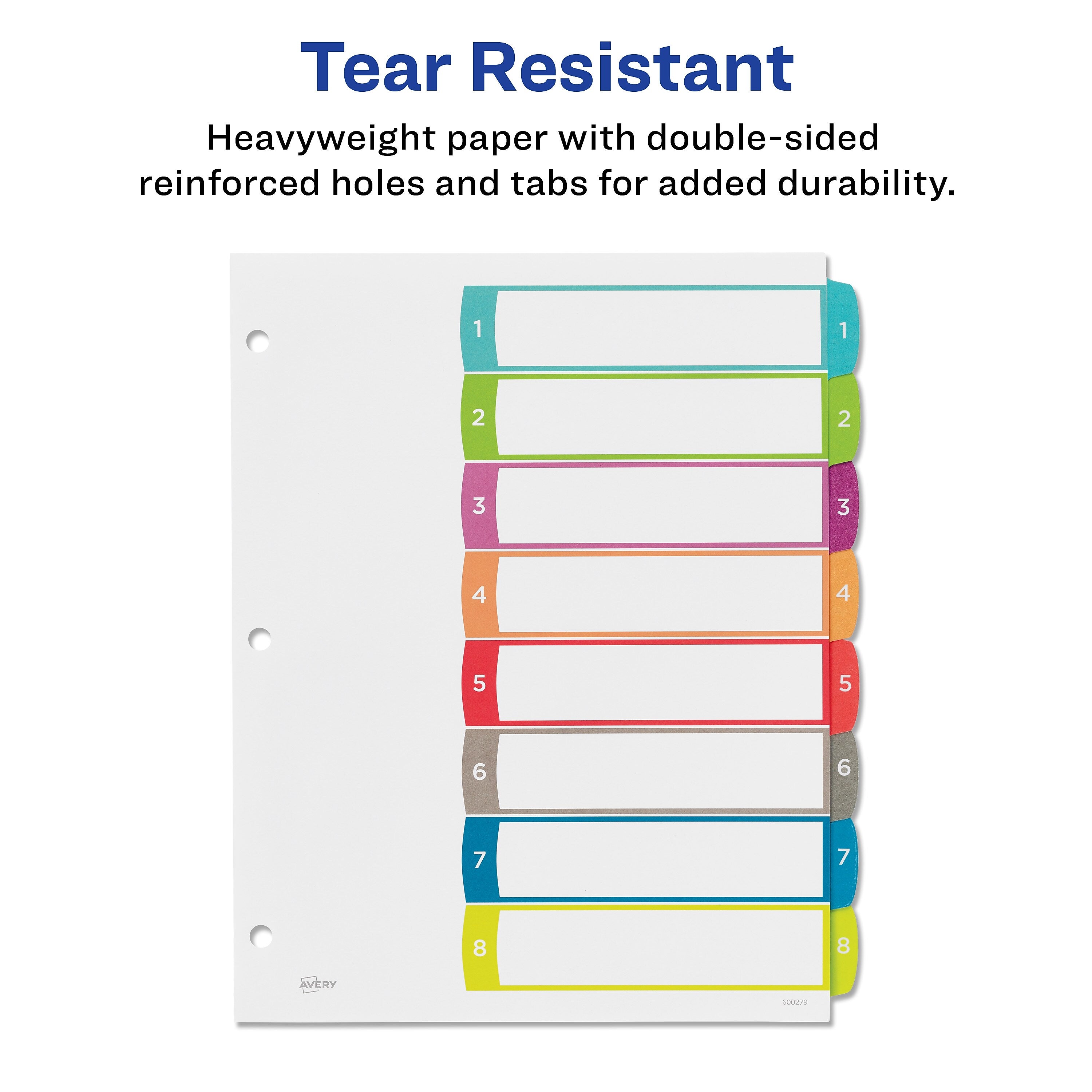 Avery Ready Index Table of Contents Paper Dividers, 1-8 Tabs, Contemporary Multicolor