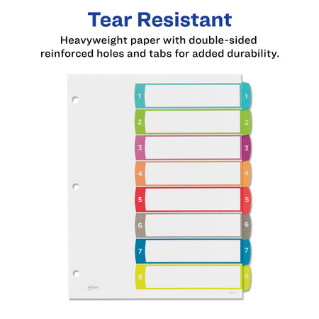 Avery Ready Index Table of Contents Paper Dividers, 1-8 Tabs, Contemporary Multicolor