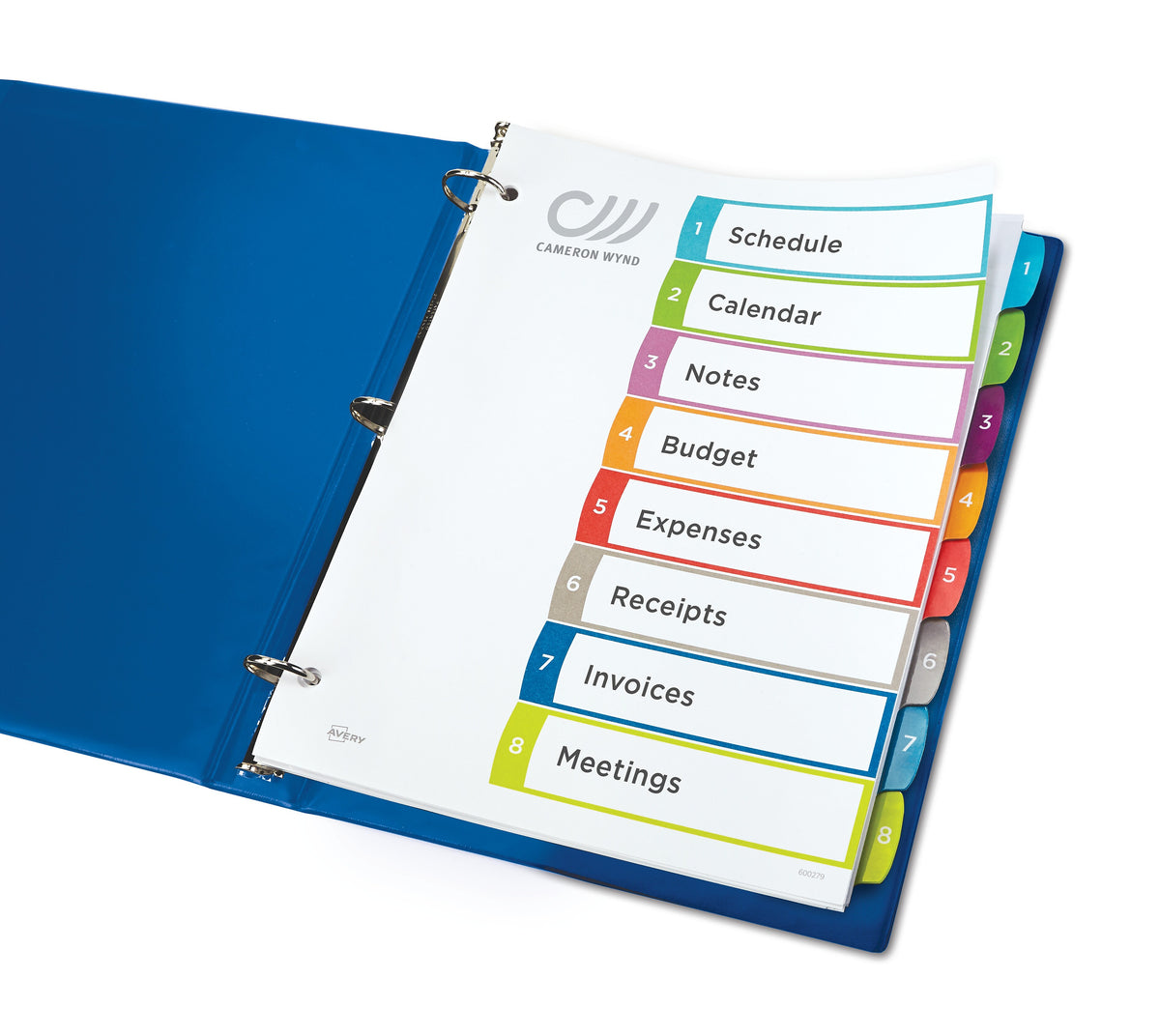 Avery Ready Index Table of Contents Paper Dividers, 1-8 Tabs, Contemporary Multicolor