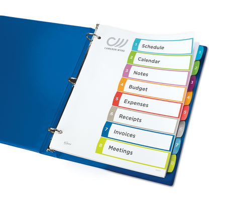 Avery Ready Index Table of Contents Paper Dividers, 1-8 Tabs, Contemporary Multicolor