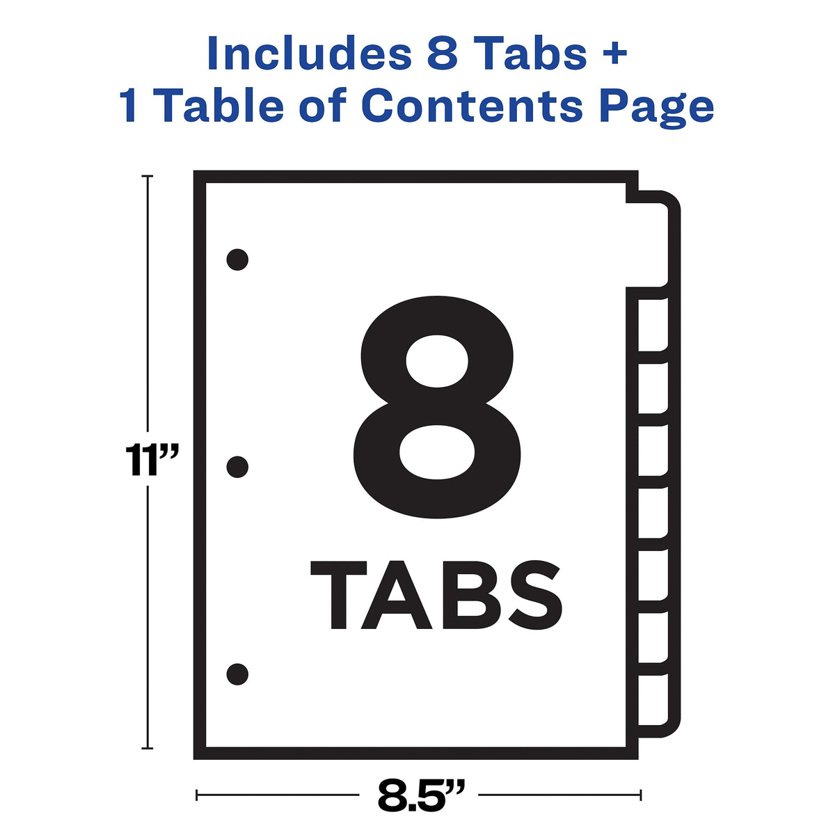 Avery Ready Index Table of Contents Paper Dividers, 1-8 Tabs, White