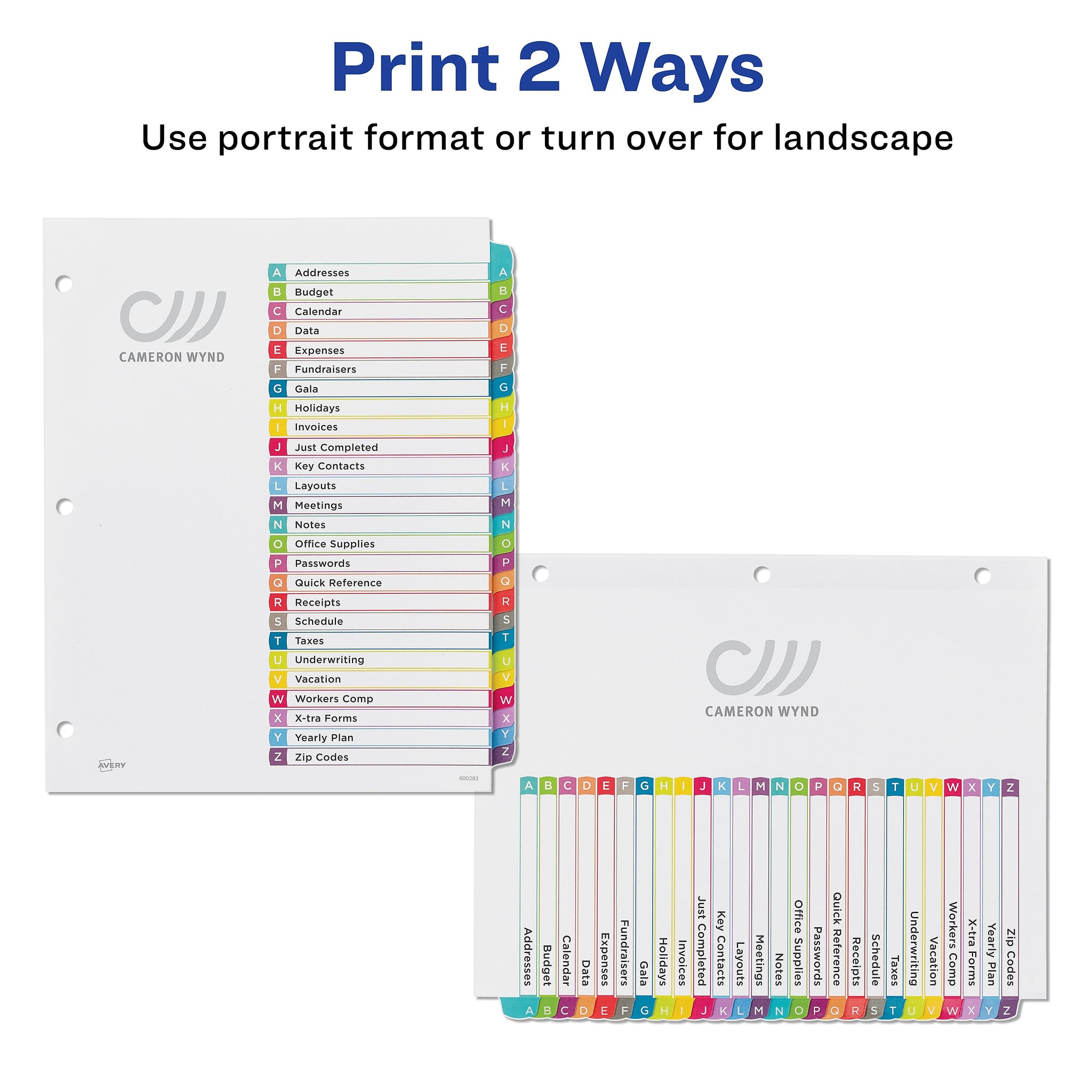 Avery Ready Index Table of Contents Paper Dividers, A-Z Tabs, Contemporary Multicolor