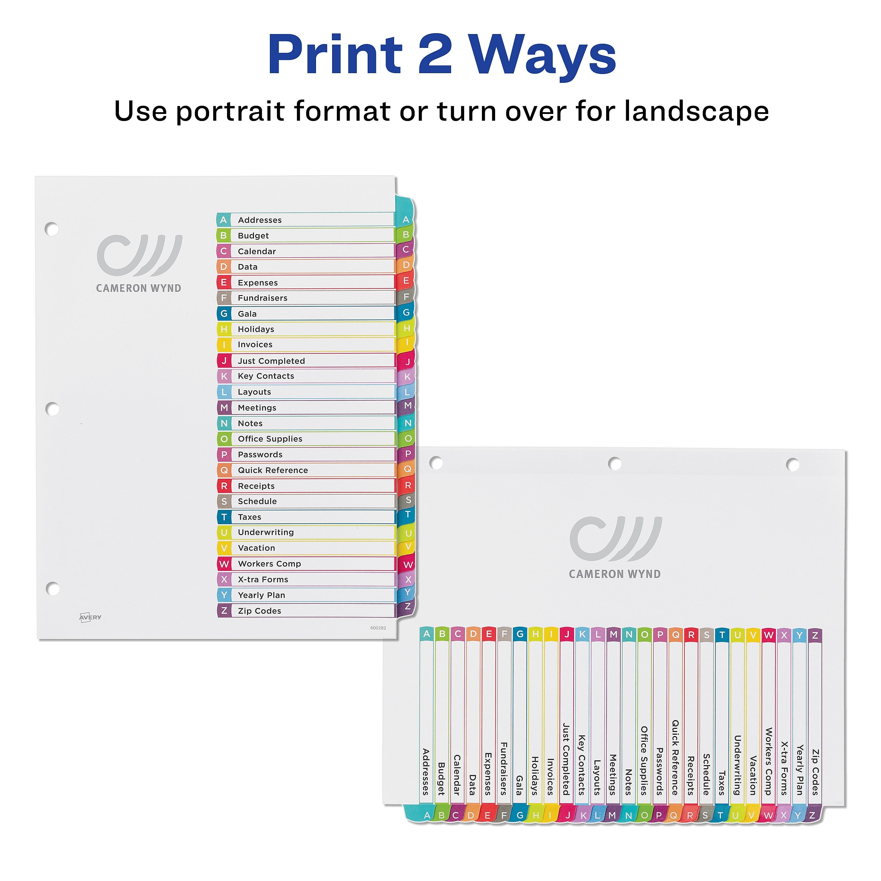 Avery Ready Index Table of Contents Paper Dividers, A-Z Tabs, Contemporary Multicolor