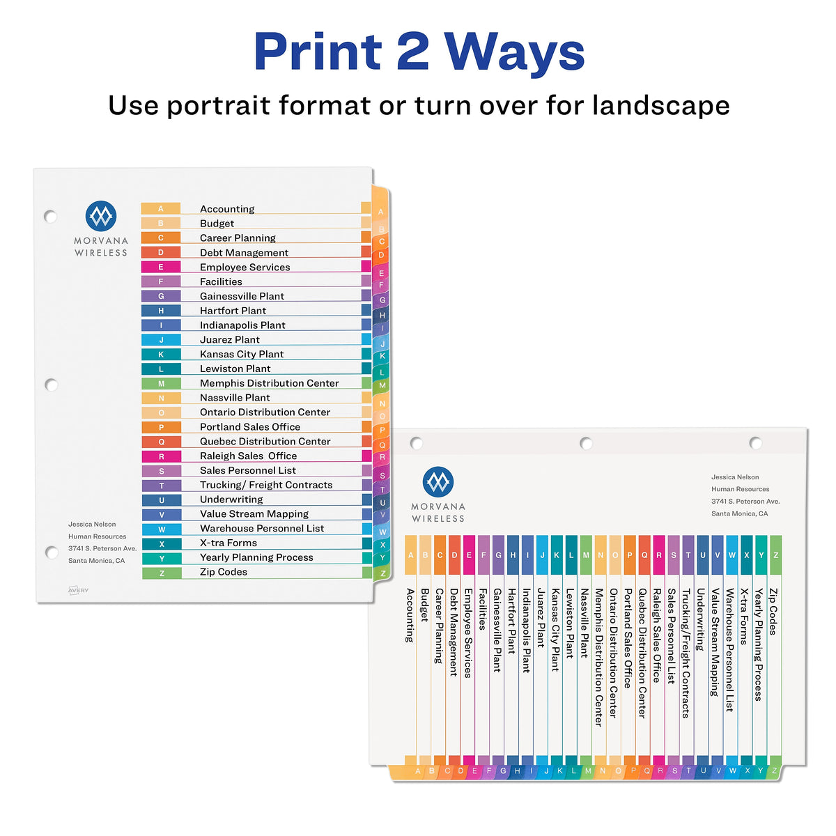 Avery Ready Index Table of Contents Paper Dividers, A-Z Tabs, Multicolor